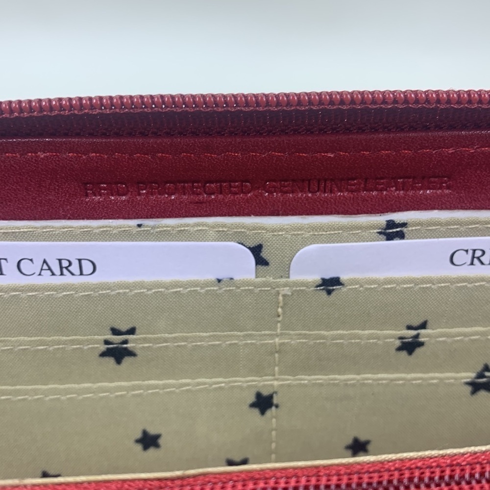 Red Genuine Leather RFID Women's Wallet - Picture 9 of 9